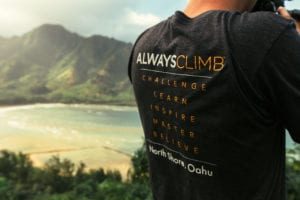 A T-shirt with the CLIMB Works motto.