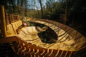 Mountain bikers riding The Curliest at CLIMB Works Smoky Mountains.