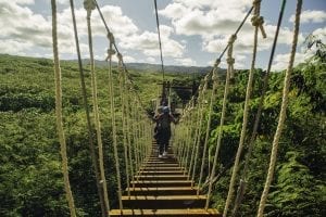 Friends on sky bridge in oahu