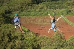 two friends on oahu ziplines