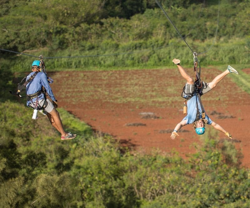 two friends on oahu ziplines