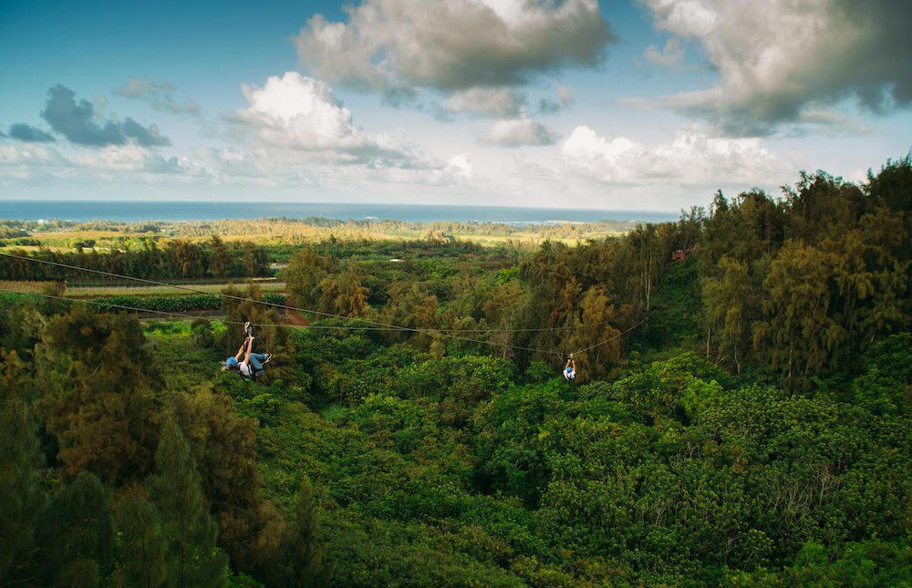 friends ziplining in oahu