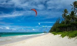 windy day at beach in oahu