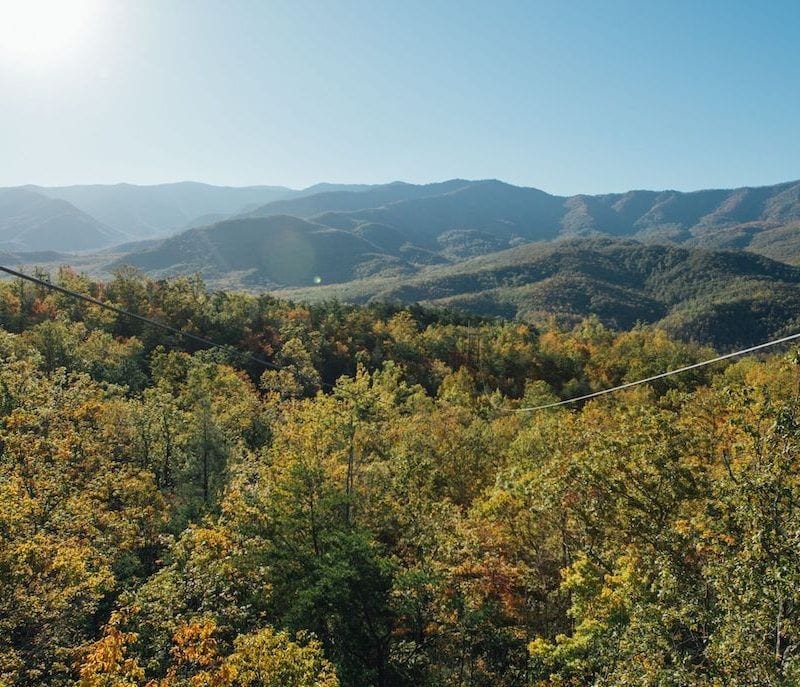 view of the smoky mountain ziplines