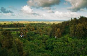 two people ziplining in Oahu