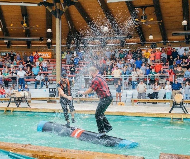 log splash at Lumberjack Feud Show